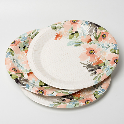 Jednorazowa kolacja kwiatowa Deser Papierowy talerz Walentynki Theme Party Supplies