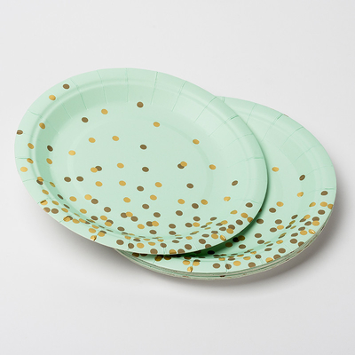 FSC Anti Dirty Biodegradable Paper Plates ze złotą kropką