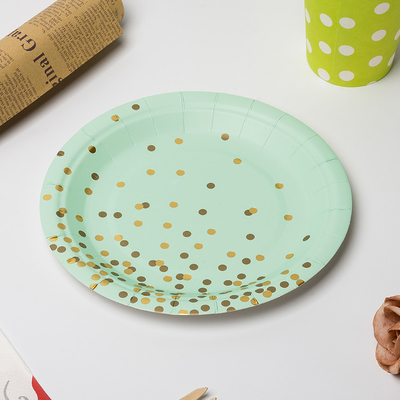 FSC Anti Dirty Biodegradable Paper Plates ze złotą kropką