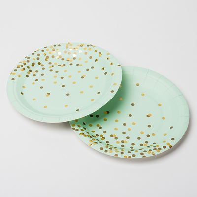 FSC Anti Dirty Biodegradable Paper Plates ze złotą kropką