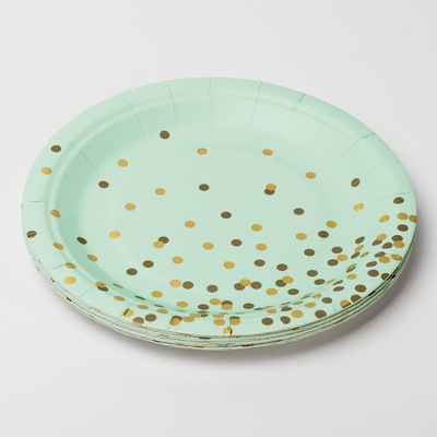 FSC Anti Dirty Biodegradable Paper Plates ze złotą kropką