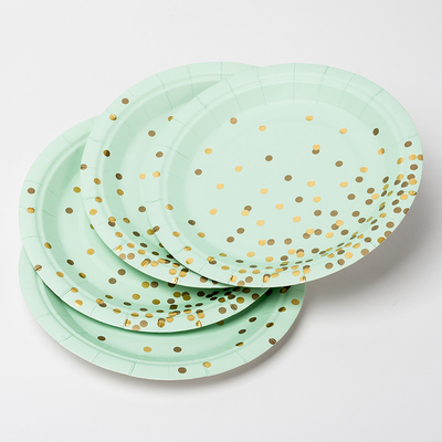 FSC Anti Dirty Biodegradable Paper Plates ze złotą kropką