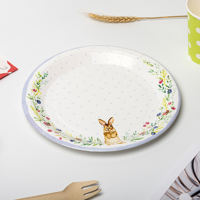 Jednorazowy śliczny królik papierowy talerz Dziecko Party Supplies Zestaw naczyń