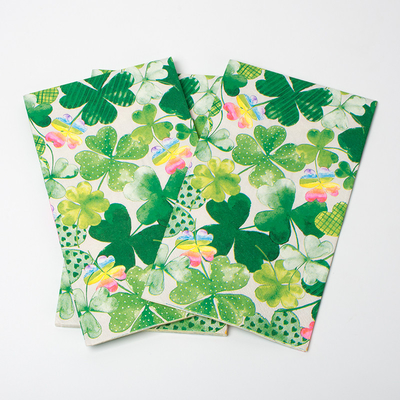 Partysprite Clover Design Biodegradowalna papierowa serwetka Świąteczne artykuły na imprezy tematyczne