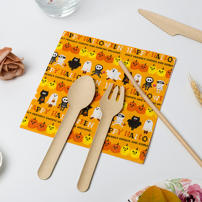 Bezpieczna złota papierowa serwetka Szalona dynia Ghost Design Halloween Theme Party Supplies