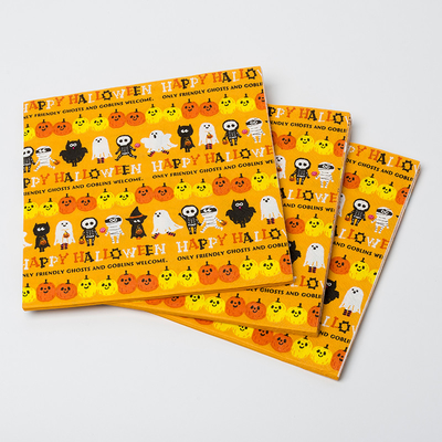 Bezpieczna złota papierowa serwetka Szalona dynia Ghost Design Halloween Theme Party Supplies