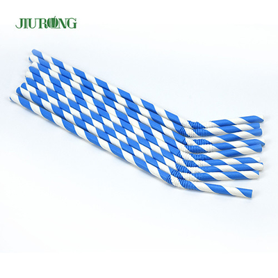 Biodegradowalne papierowe słomki do picia Bendy Blue Striped Food Grade