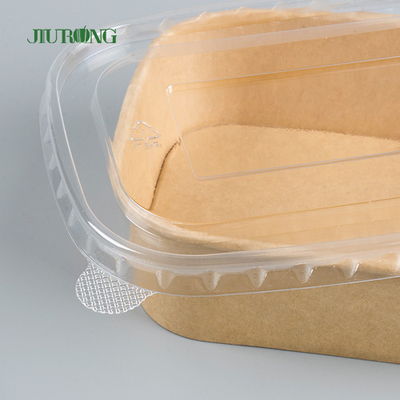 Pojemnik na żywność na wynos z pojedynczą ścianą Opakowanie na sałatkę z papieru pakowego z pokrywką PET